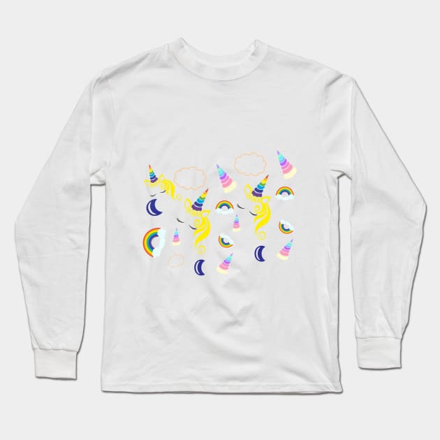 Unicorn pattern Long Sleeve T-Shirt by hedehede